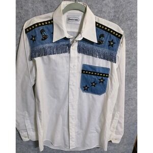 Western Collection Shirt Women's Medium Fringe Cowgirl Line Dance Vintage 1980s